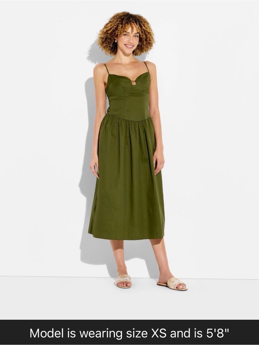 a new day Olive Spaghetti-Strap Midi Dress